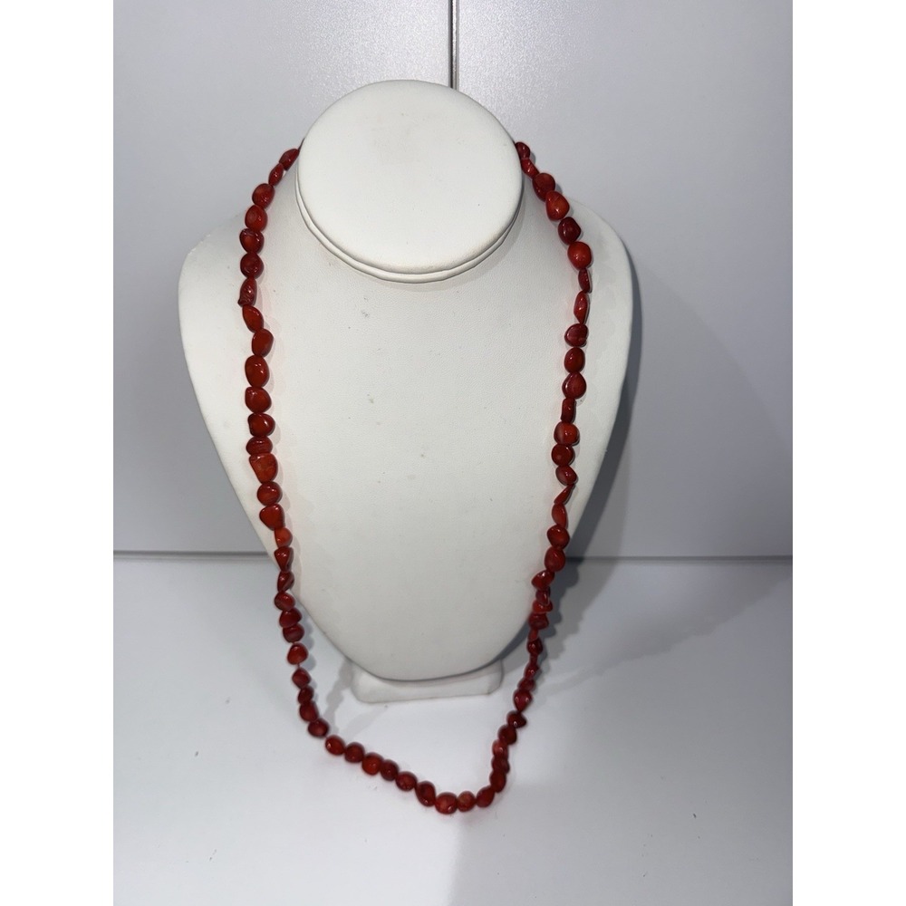Red Bamboo Coral 925 Sterling Silver Clasp Necklace 30" Lucas Lameth LUC‎ Wrap